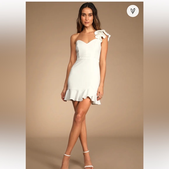 Lulus One Shoulder White Dress - Picture 3 of 6